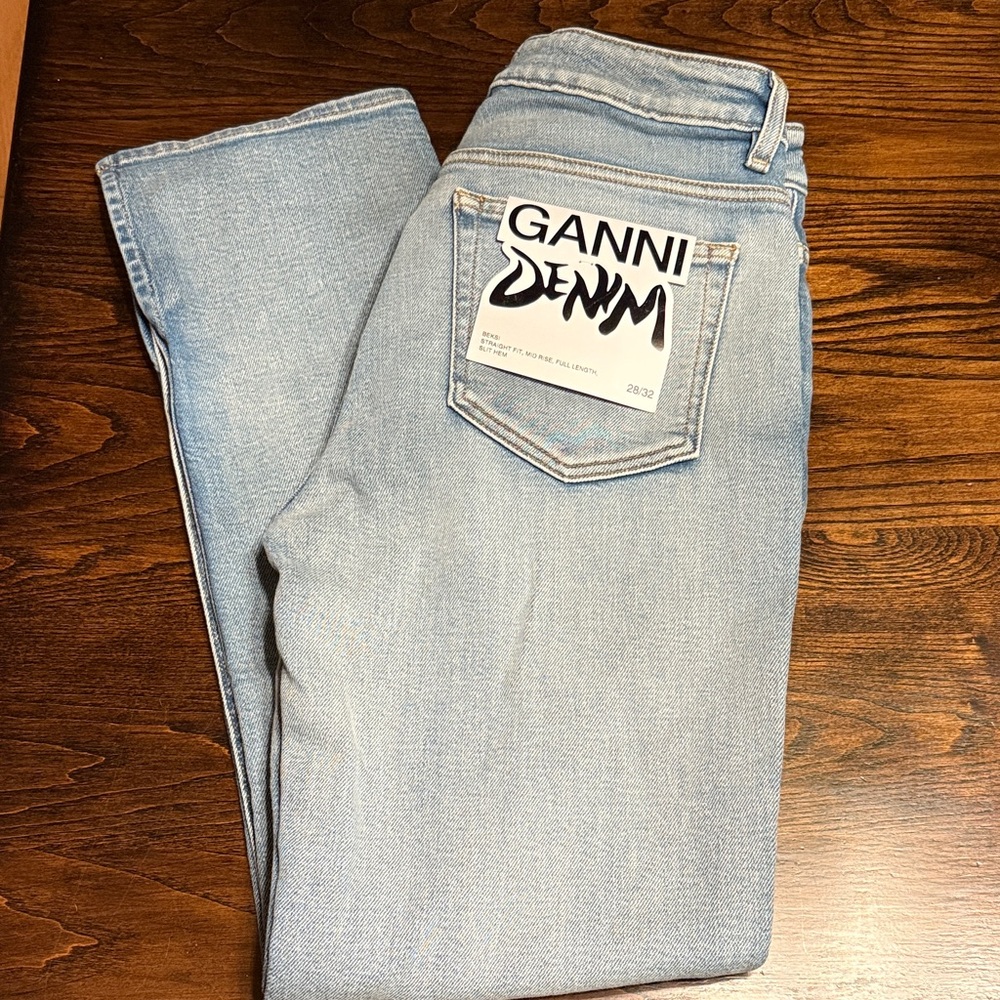 Ganni Women's Denim Straight Leg Jeans - Light Blue